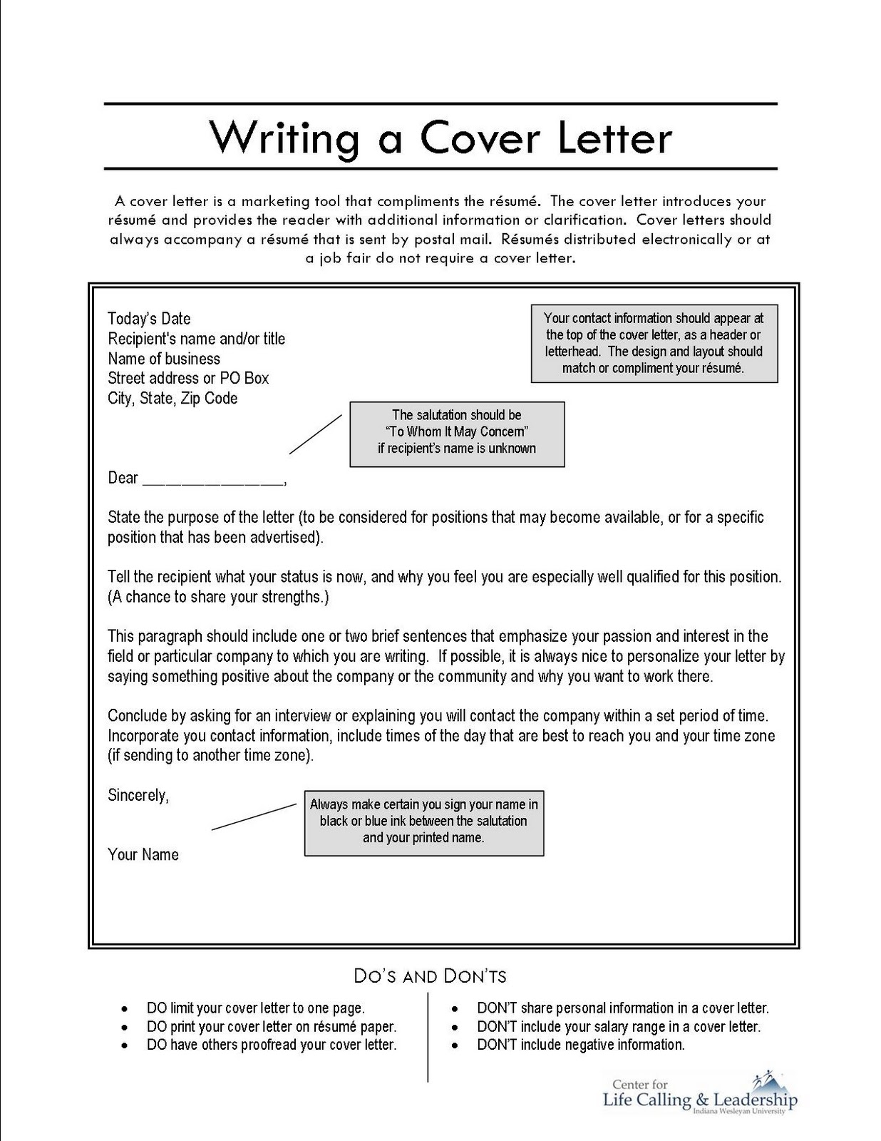 Writing letter of application